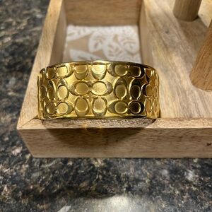 Coach Gold-Tone CC Logo Signature Bangle Cuff Bracelet